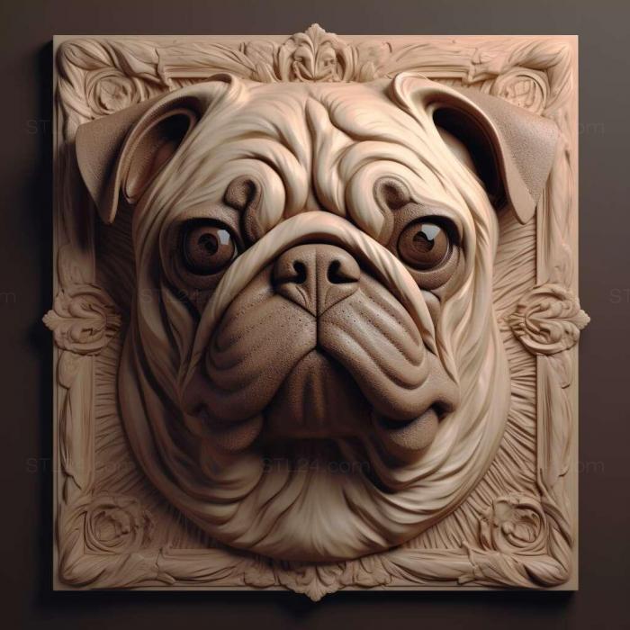 Nature and animals (Pug dog 4, NATURE_3736) 3D models for cnc